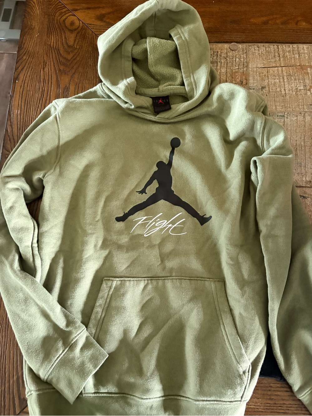 Jordan Olive Green Flight Hoodie with Black Jumpman